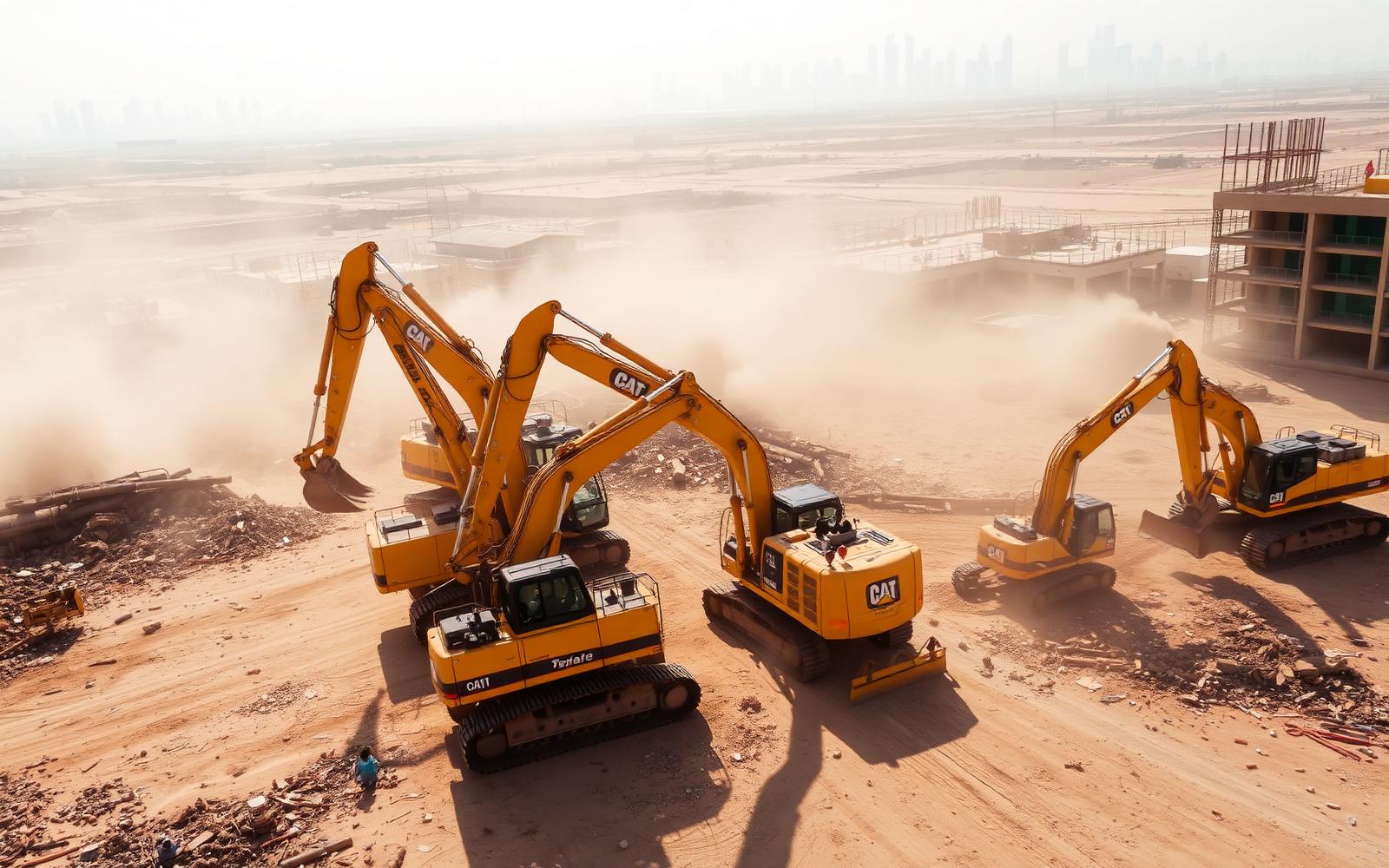 Dubai Demolitions excavator and machinery fleet on site